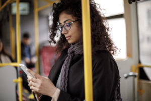 woman using legal advice app on her phone