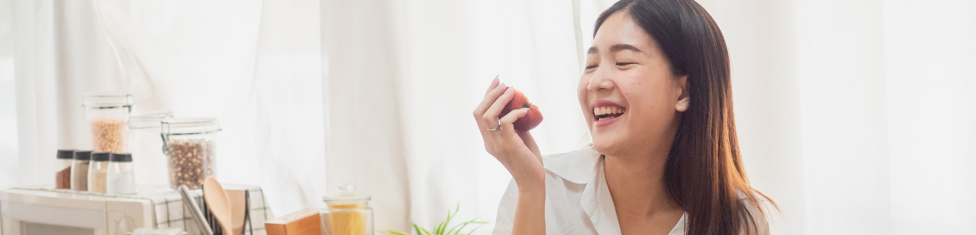 Woman eating healthy food