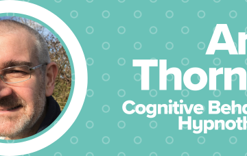 A graphic featuring a photo of blog author Andy Thornton along with his name and title (cognitive behavioural hypnotherapist)