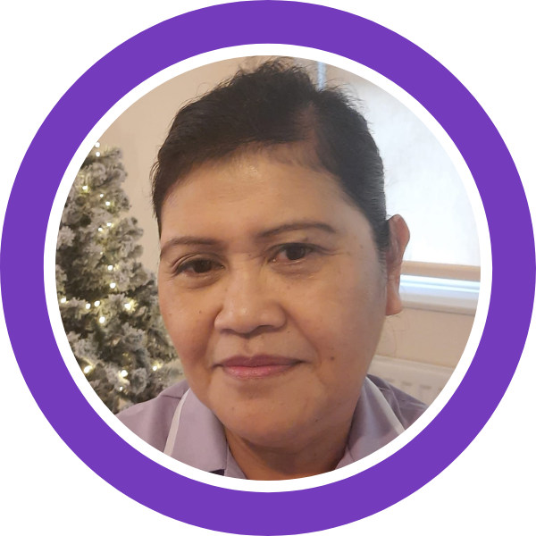 Imelda Branded (purple) A photo of Foothold community member Imelda