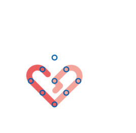 Foothold broken heart icon in red set in a blue diamond grid, representing crisis.